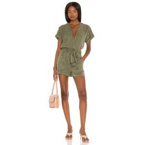 YFB CLOTHING Axel Romper Cadet Pigment Green Tie Belt Shorts